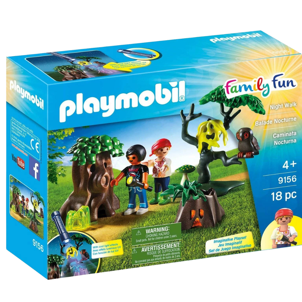 Playmobil 9156 Night Walk Playset Uv Flashlight Glow Trees Ghost Figures 2 Figures Ages 4+