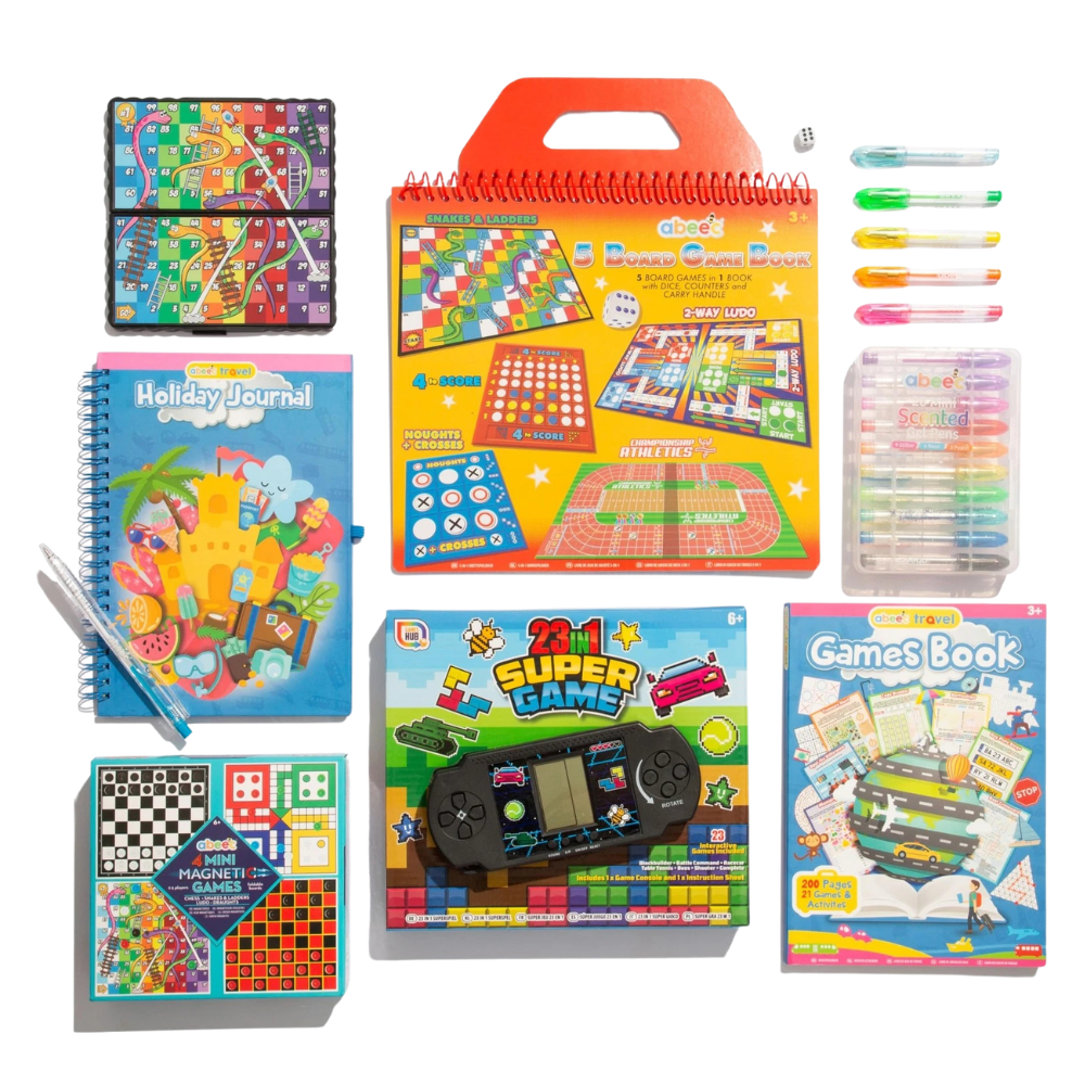 Abeec Big Kids Travel Games Pack 6 Activities for Ages 8-12 Portable Holiday Fun Set