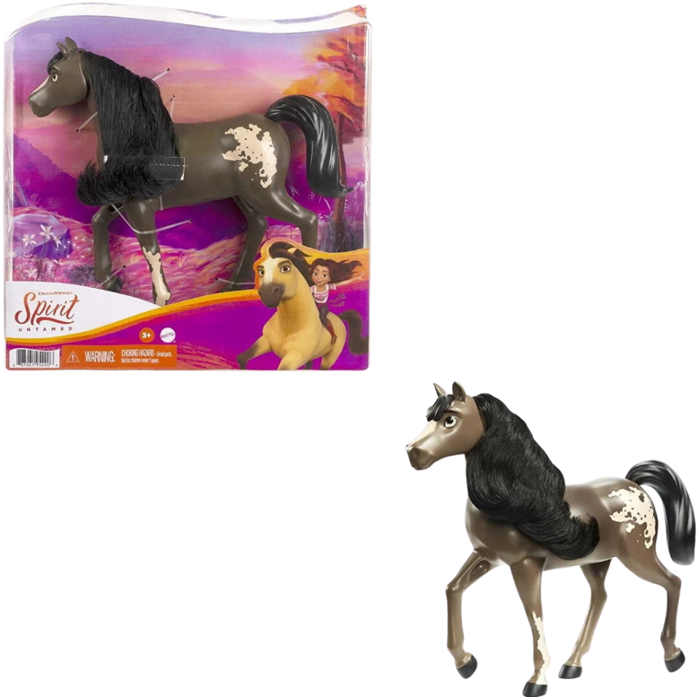 Spirit Untamed Dark Brown Bay Pinto Horse 20cm Movable Head Dreamworks Mattel Toy Gift for Kids