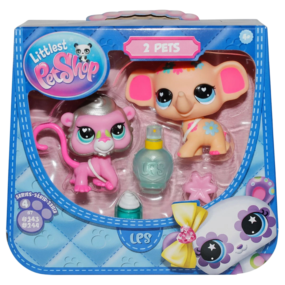 Littlest Pet Shop Series 4 Elephant Spa Pet Pair Collectible Figures & Accessories