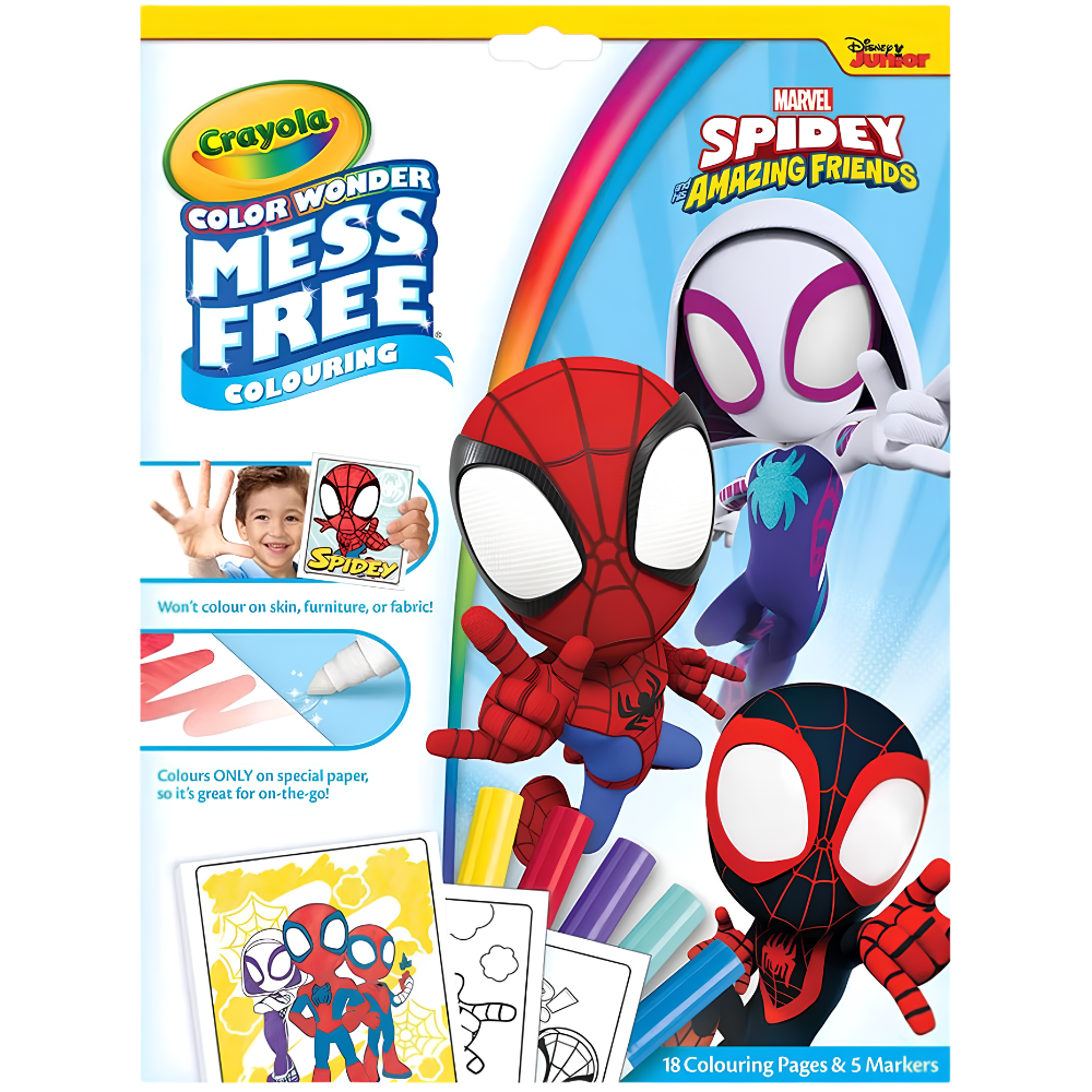 Crayola Spider-Man Color Wonder Mess-Free Colouring Set 18 Pages & Markers Activity Toy for Ages 3+