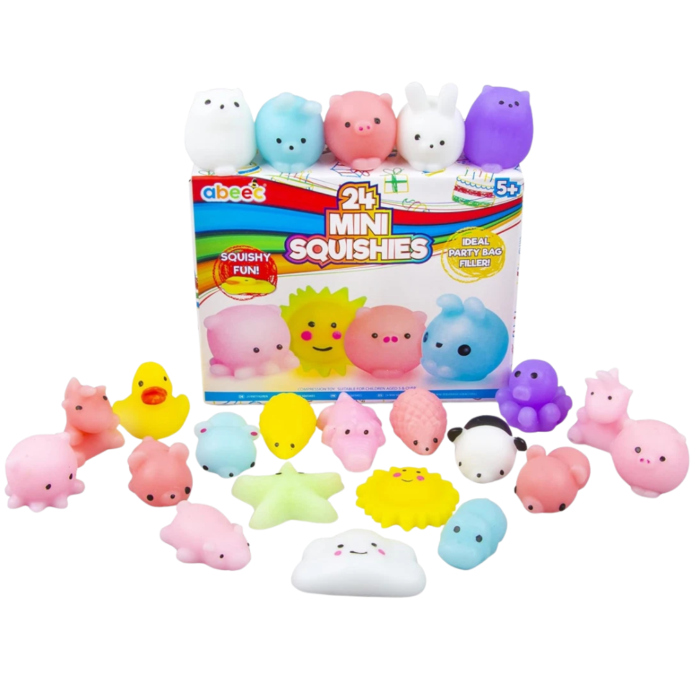 Abeec 24 Mini Squishies Sensory Fidget Animal Toys Kids Stress Relief Party Bag