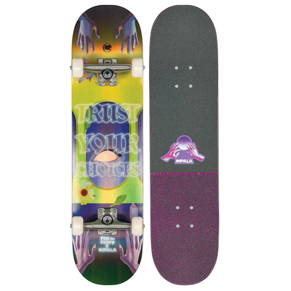 Geezy Complete Skateboard Kids Adults 8x31.6in Maple Wood Double Kick Purple Mystic Design
