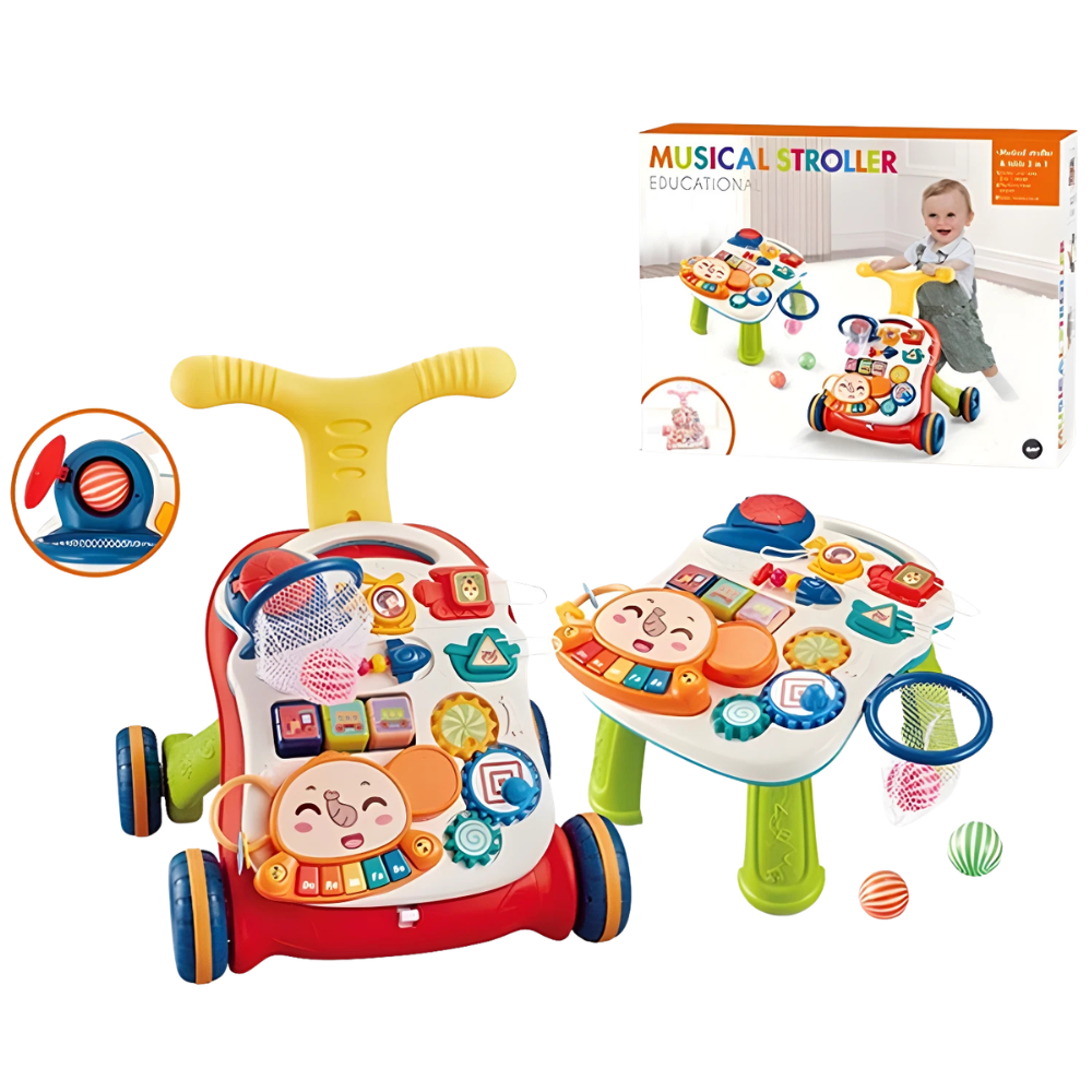 Unisex 2-In-1 Baby Walker and Interactive Entertainment Game Table for Growing Babies