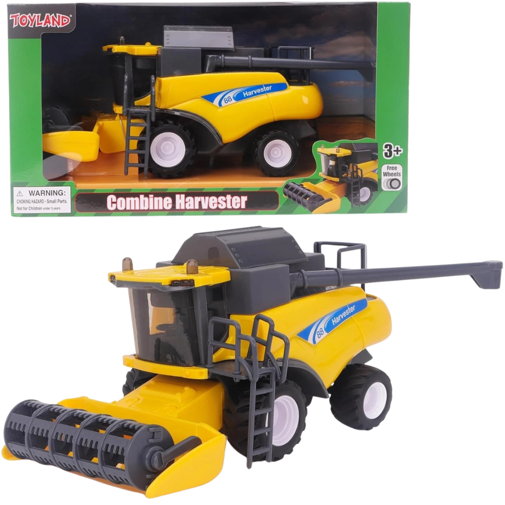 Toyland 26cm 1:32 Scale Yellow Combine Harvester Friction Powered Farm Toy 3+