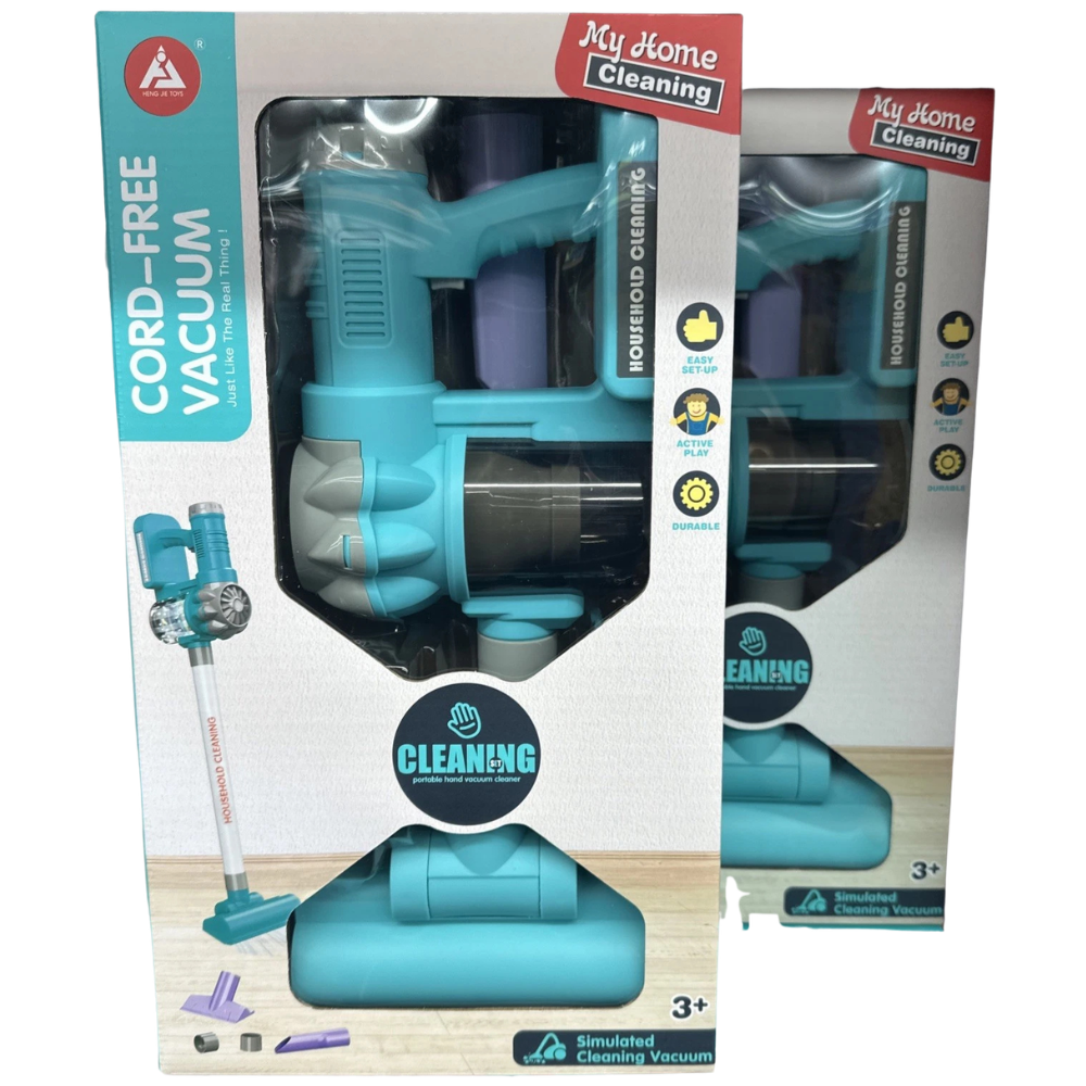 Mini Family Cordless Vacuum Cleaner Toy for Girls, Pretend Cleaning Role Play Fun Gift