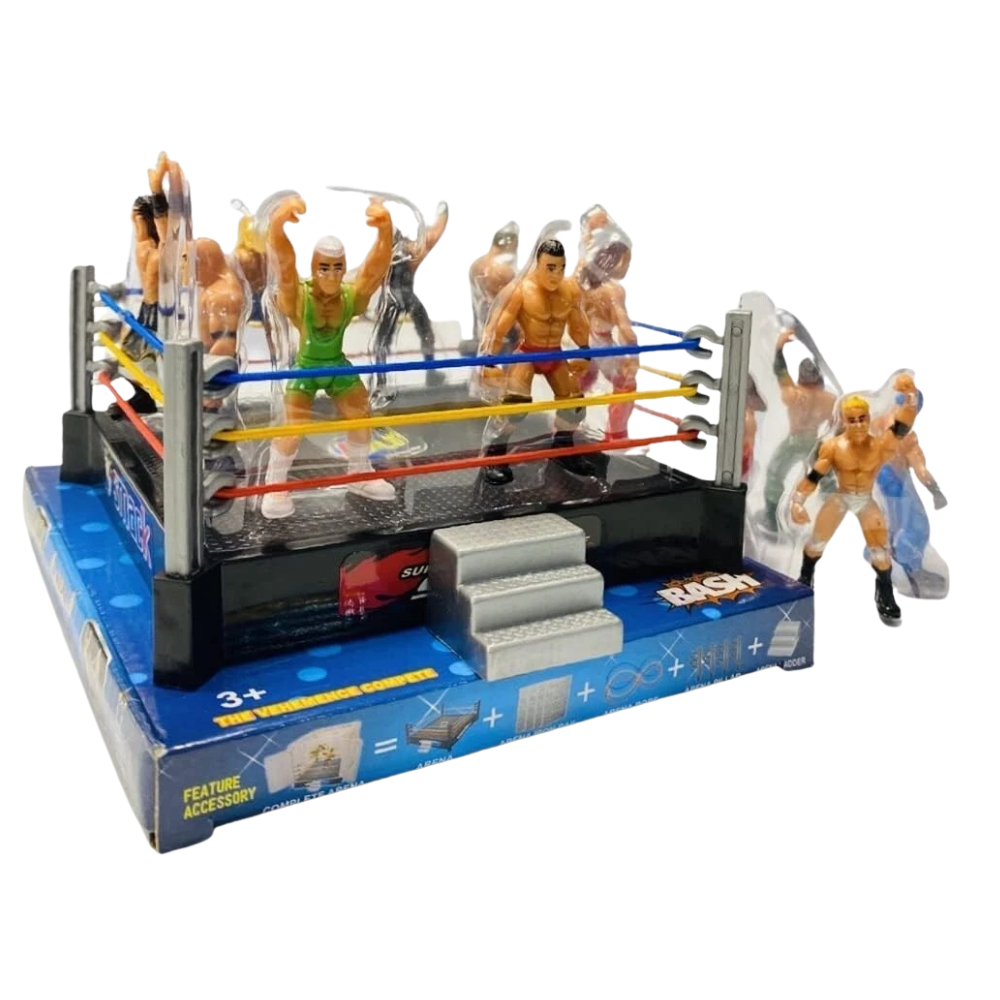 Pebble Hug Wwe Wrestling Ring Playset with 12 Wrestler Warrior Figures Boys Girls Gift