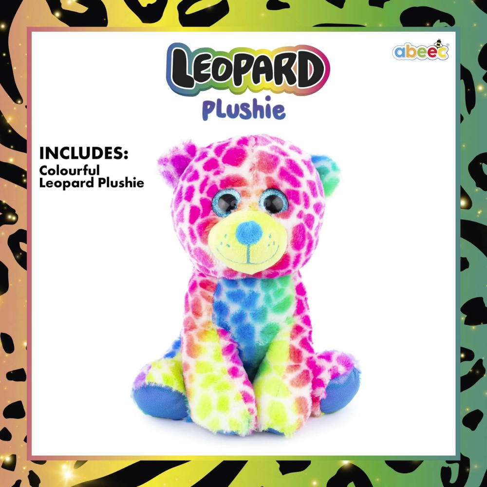 Abeec Leopard Plushie Teddy 28cm Soft & Cuddly Children's Toy Cute Wild Animal Gift