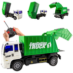 Remote Control Garbage Truck Toy with Lifting Bin Lights RC Sanitation Truck for Kids