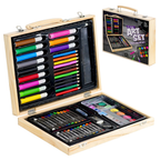 Kids Art Set 67pc Colouring Painting Supplies Pencils Crayons Wooden Box Craft Kit Toy Set