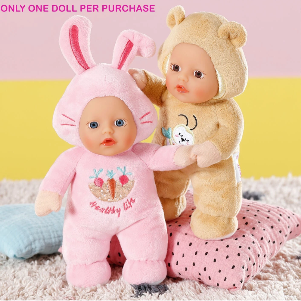 BABY born Cutie Baby Doll 18cm, Soft Sensory Animal Plush Toy, Assorted Bear or Bunny