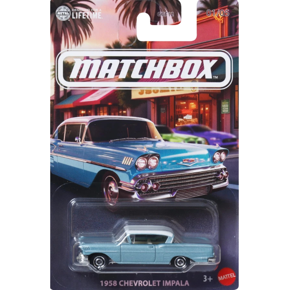 Matchbox 1958 Chevrolet Impala Blue Diecast Classic American Car Model Toy 1:64 Scale
