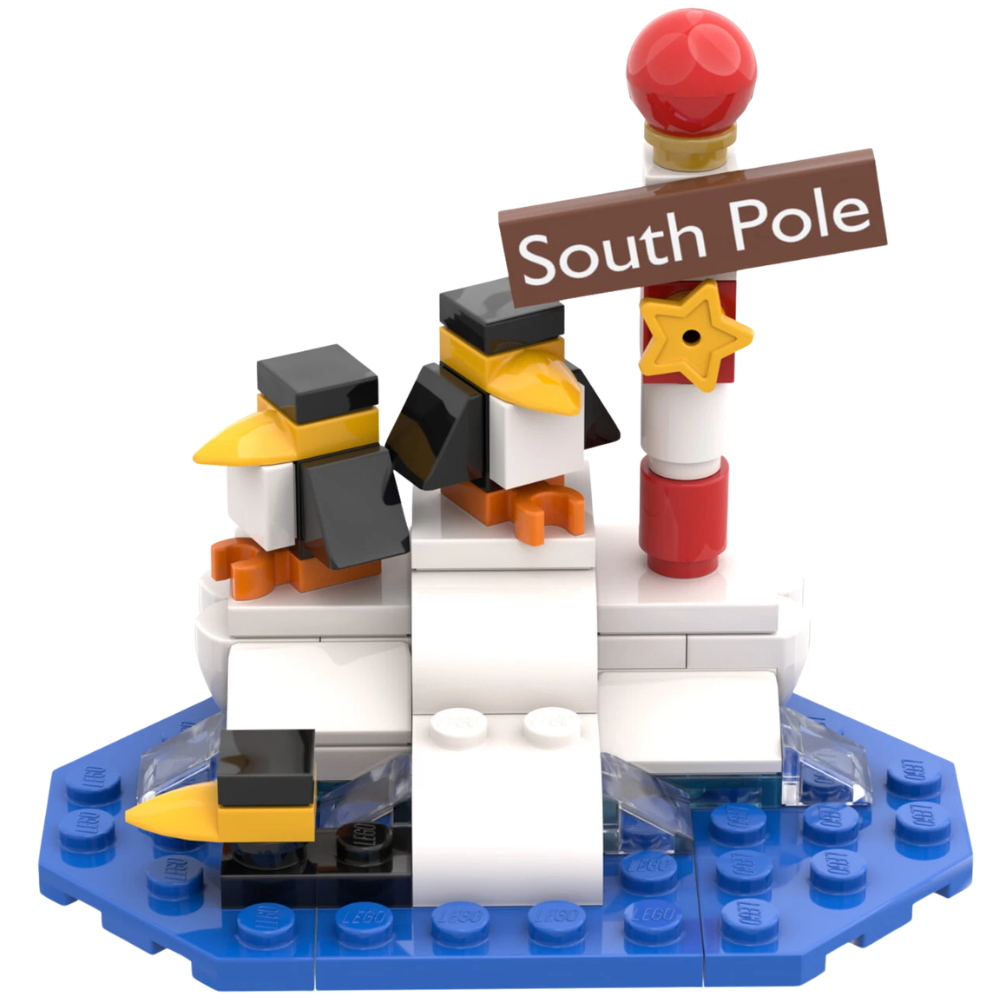 LEGO Penguins on Iceberg Set with 3 Penguins, South Pole Tile, Winter Zoo Decor