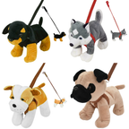 Standing Plush Dog Toy with Lead & Harness 30cm Soft Stuffed Puppy Kids Gift