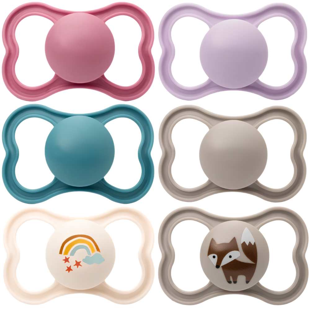 MAM Air Soother 6-18 Months Twin Pack, Orthodontic Silicone Pacifiers with Extra Airflow