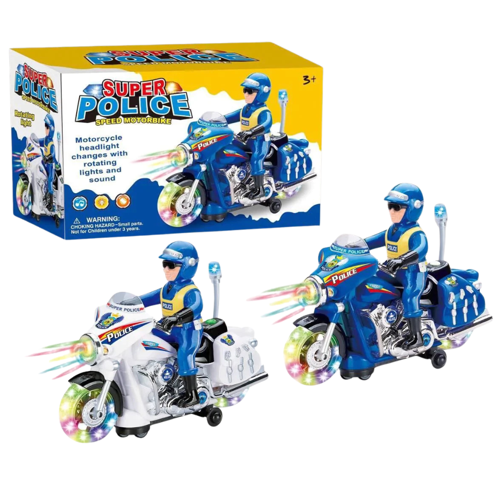 Police Toy Motorcycle Electric Motorbike with Colourful Lights Sirens & Sounds
