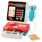 Kids Electronic Cash Register Toy with Lights & Sounds Supermarket Till & Money Set Red