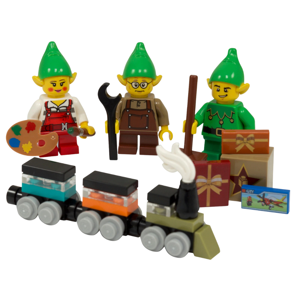 Christmas Elves Xmas Winter Elf Santa Gift Custom Kit Made with Real Lego Bricks Display Set