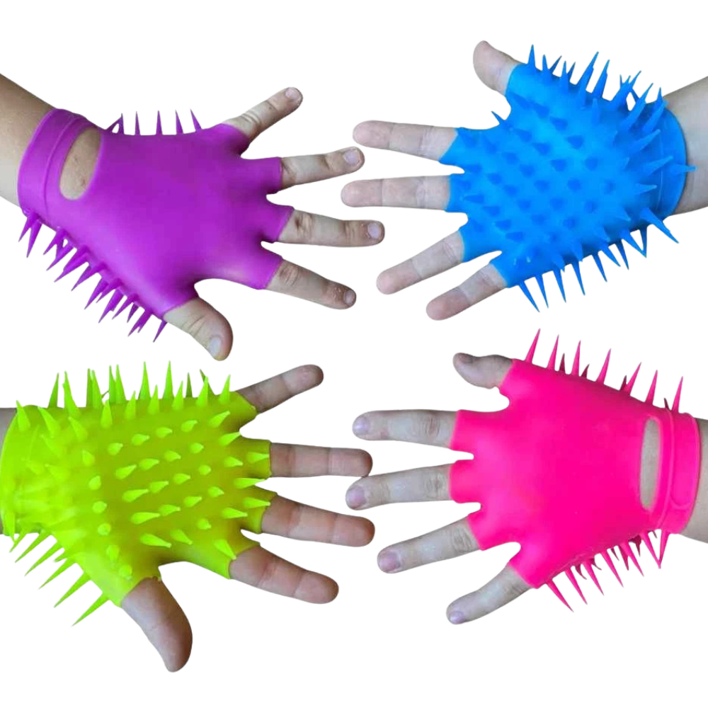 Spiky Gloves Set of 4 Stretchy Tactile Sensory Fidget Gloves Kids Adults