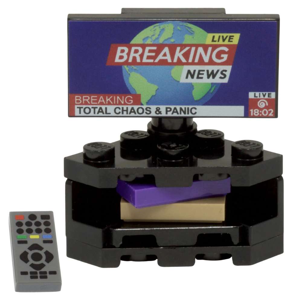 LEGO Corner TV Television with Breaking News Tile & Remote