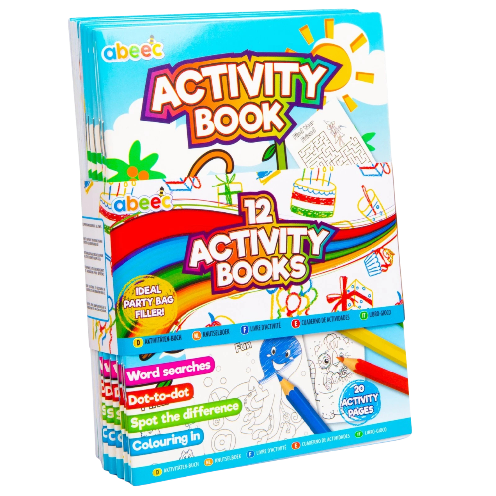 12 Mini Activity Books Kids Party Bag Fillers A6 Colouring Puzzles & Wordsearch