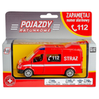 Daffi Mercedes-Benz Polish Fire Brigade Diecast Toy Car Pull Back Lights Sound 1:39–1:43