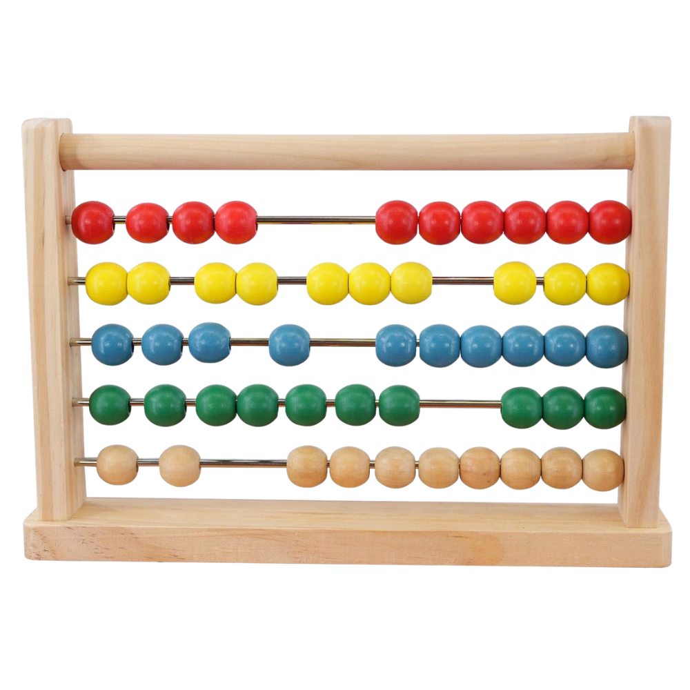 Wooden Abacus for Kids 50 Beads Maths Counting Frame Toddler Learning Toy