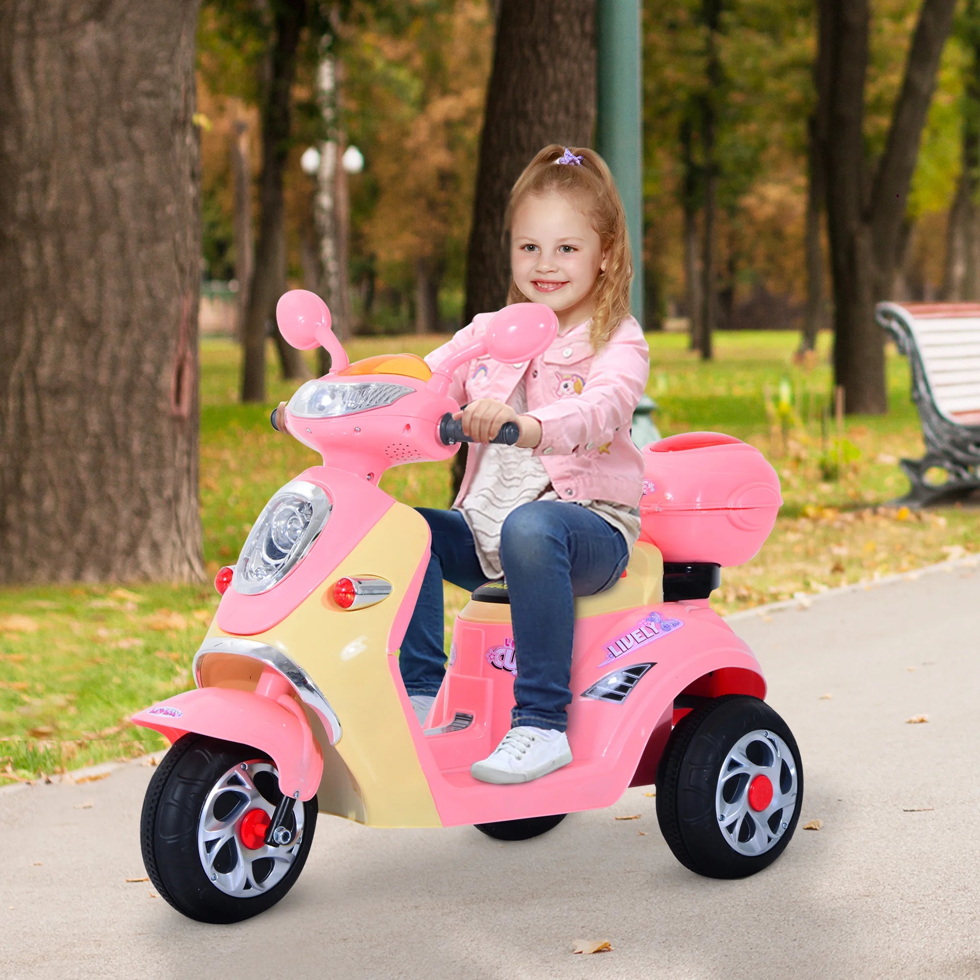 HOMCOM Electric Ride-On Kids Motorbike Battery Tricycle for Toddlers Ages 3-6 Y