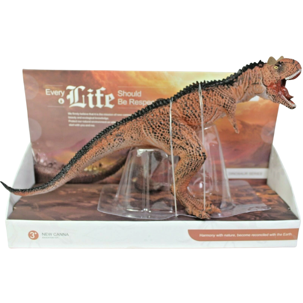 13 Inch Carnotaurus Dinosaur Toy, Soft Rubber Jurassic Dino Figure Gift for Kids 3+