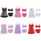 2x Fashion Doll Lingerie Underwear Bra Knickers & Gown 3-Piece Sets