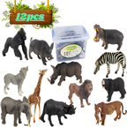 RLS 12 Piece Jumbo Safari Animal Figures Set with Storage Box, Wild Africa Toys for Kids