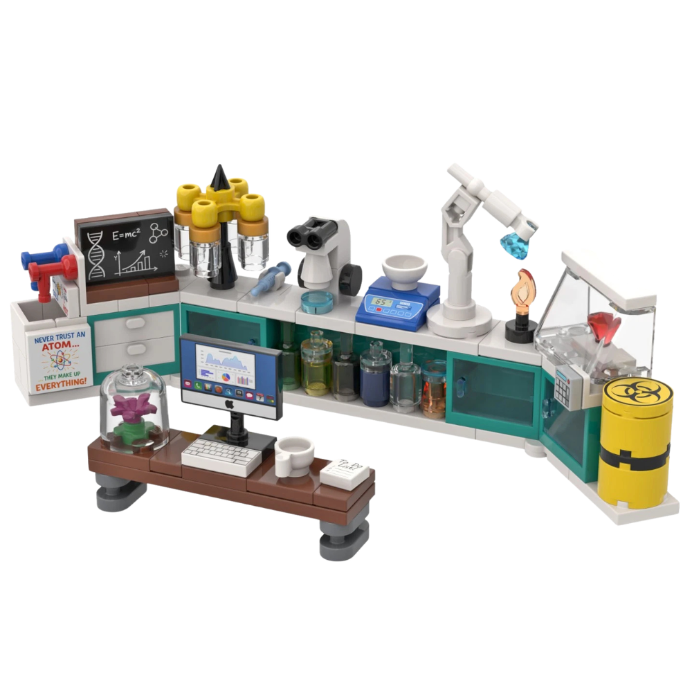 Science Laboratory Chemist Biologist Lab Custom Kit Made with Real Lego Bricks Display Model Set