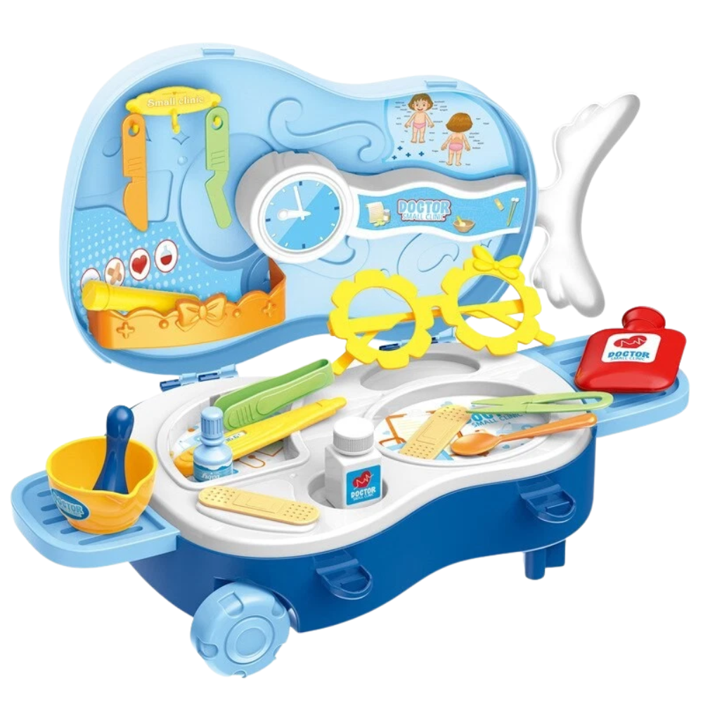 Kids Doctor Play Set 22PCS Rolling Suitcase Pretend Medical Kit
