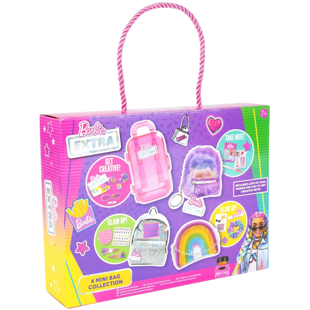 Barbie Mini Bag Set 4 Pack With Hair Clips Lip Gloss Nail Stickers Girls Gift Accessories