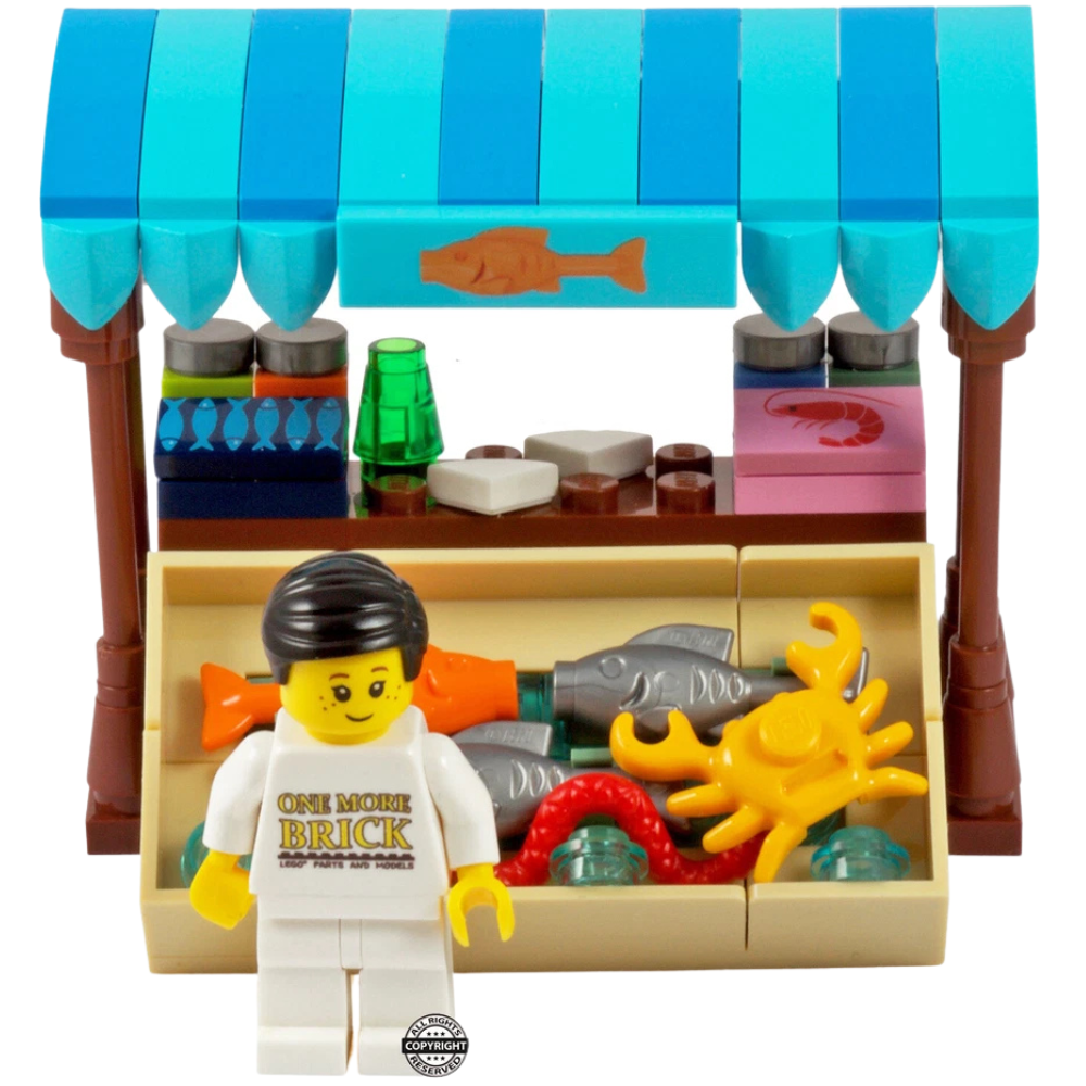 Lego Market Stall Fishmonger Fish & Seafood Shop Genuine Lego Parts City Display Kit