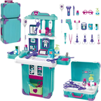 2-in-1 Doctor Toy Set Medical Trolley Suitcase Hospital Role Play Kit Kids 3+ with Accessories