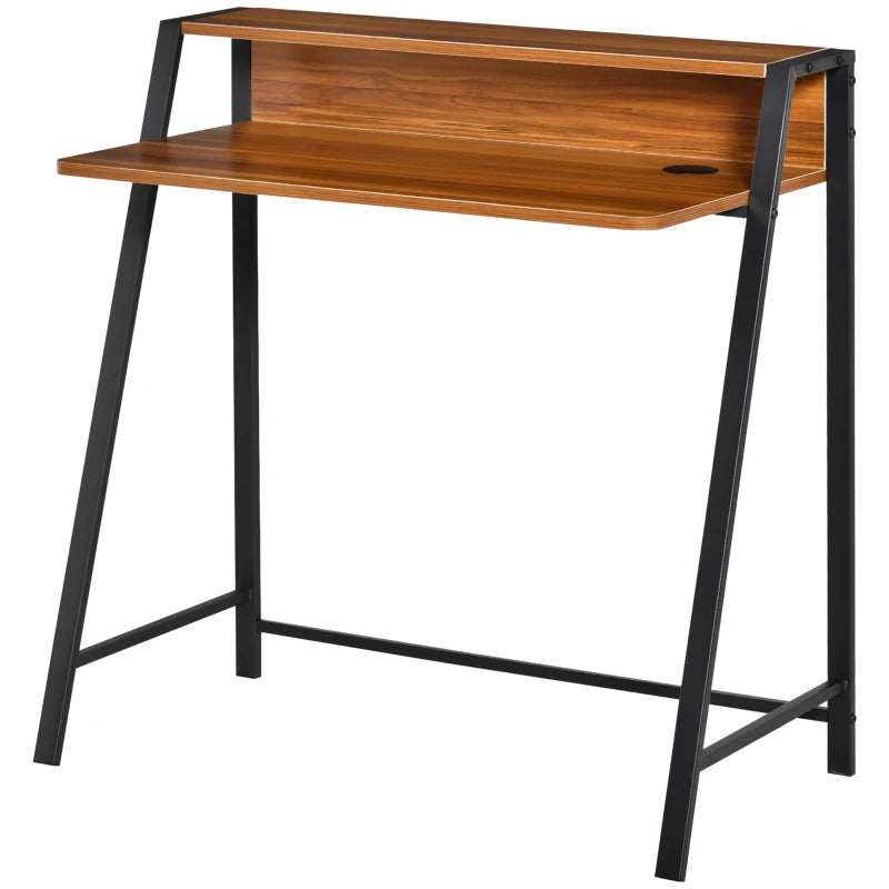 Walnut Home Office Desk – Computer Table with Storage