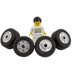 Lego Large Silver Tyre Pack of 4 3cm Thick Wheels Chrome Hubs Set for Trucks and 4x4 Vehicles