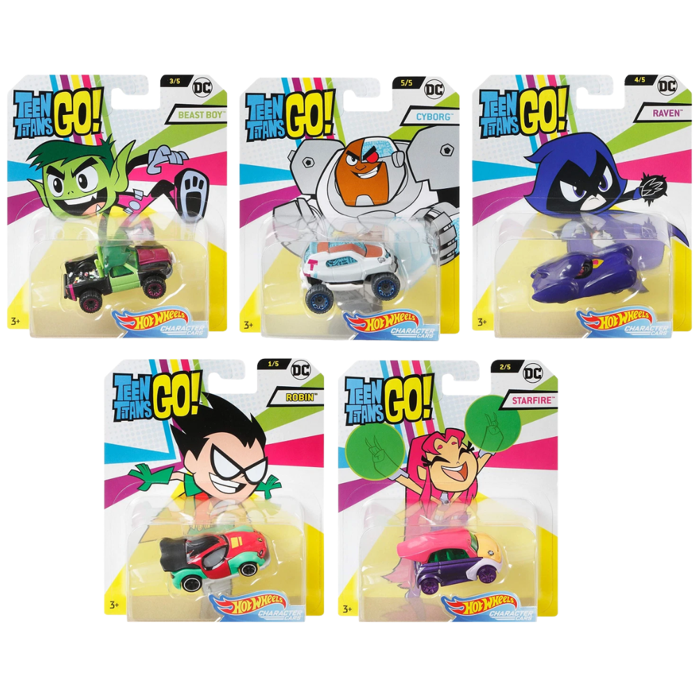 Hot Wheels Teen Titans Go! Dmh73 5 Pack Diecast Toy Cars 1:64 Scale Character Racing Set