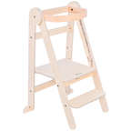 MamaToyz Folding Learning Tower V2 Natural Wooden Toddler Safety Platform