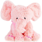 Pink Plush Elephant Teddy Bear 11-Inch Super Soft Cuddly Baby Toy Gift with Ribbon for Kids