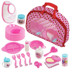 BiBi Doll Accessories Play Set 18 Pcs Carry Case Feeding Set Dummy & Potty