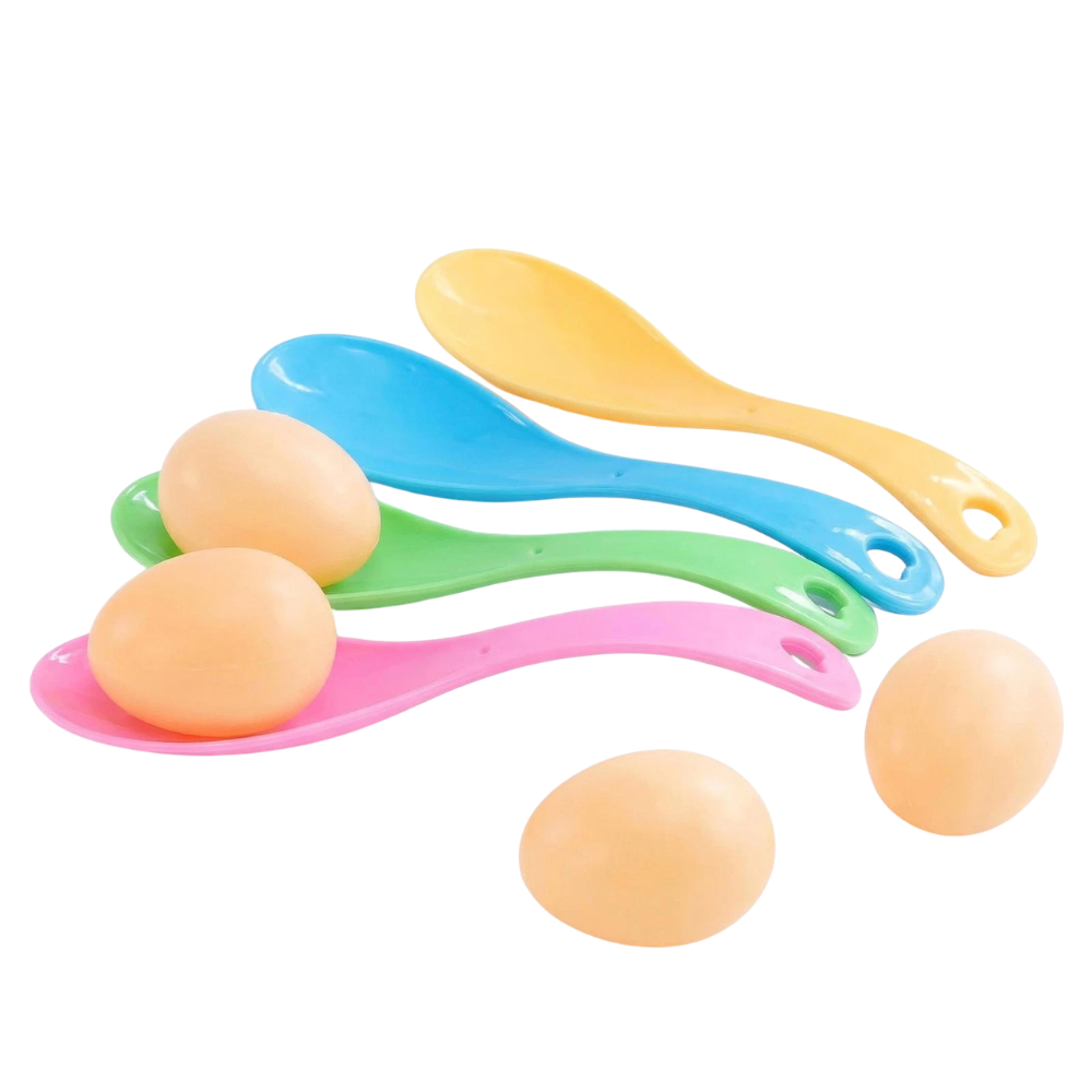 Kids Egg & Spoon Race Game Set 4 Pcs Outdoor Garden Sports Day Party Toy