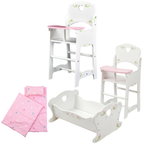 BiBi Doll Wooden Furniture Collection High Chair Bunk Bed Cradle & Bedding