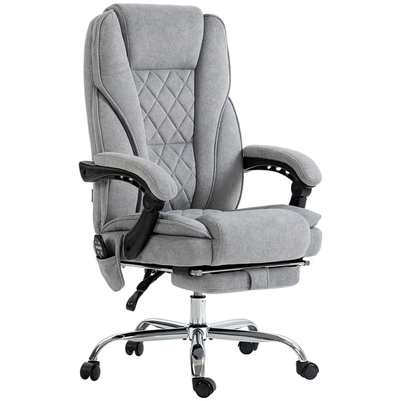 Heated Massage Office Chair – Grey Reclining Desk Chair with Adjustable Height