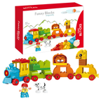 50PCS Animal Train Building Blocks Set with Puppy Figure Toy for Kids Ages 3+ Perfect Gift