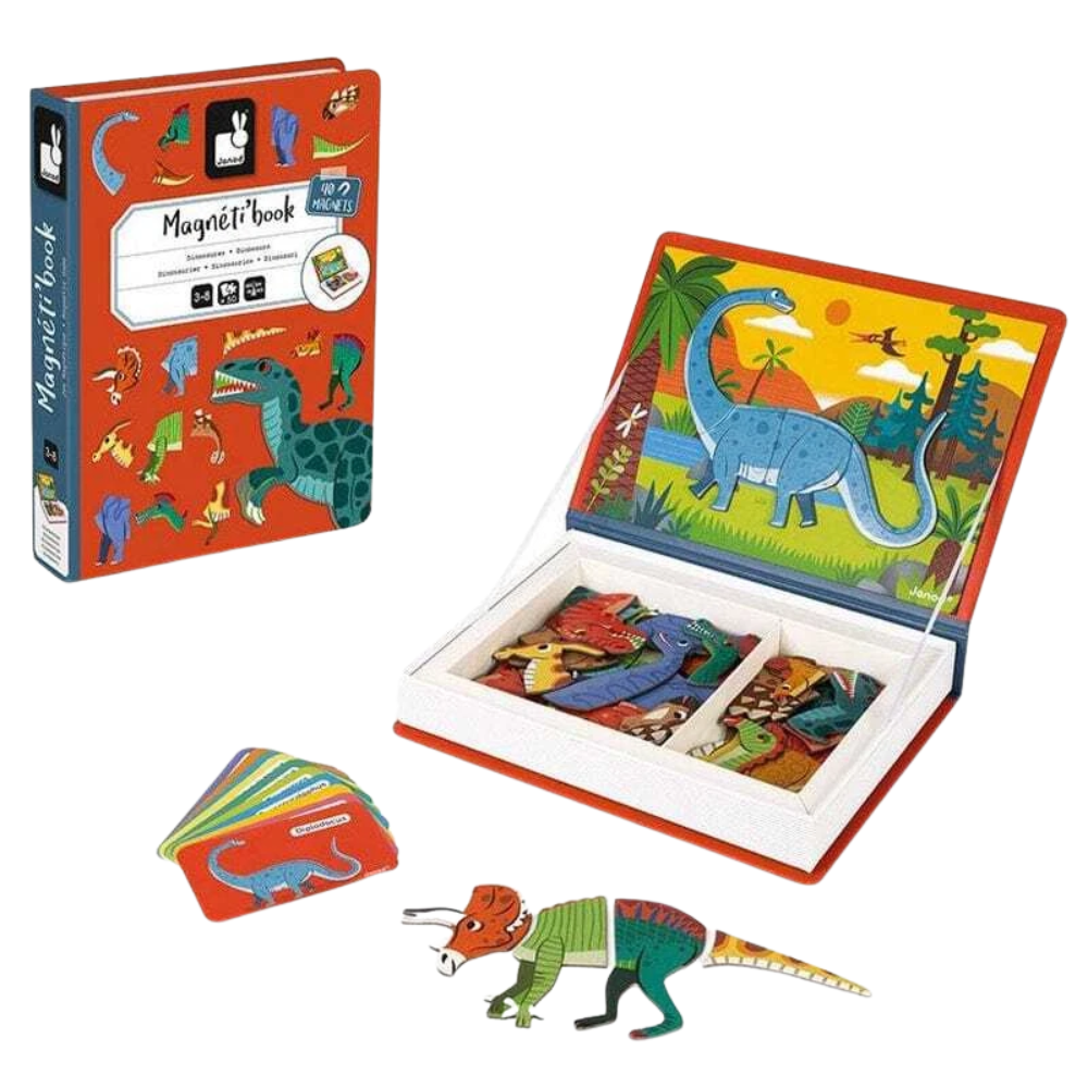 Janod Dinosaurs Magneti'Book Magnetic Educational Game for Kids, 40 Pieces, Age 3+