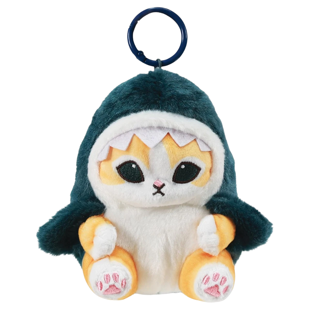 Mofusand Cat Plush Toy Shark Costume Small Soft Stuffed Animal with Removable Clip