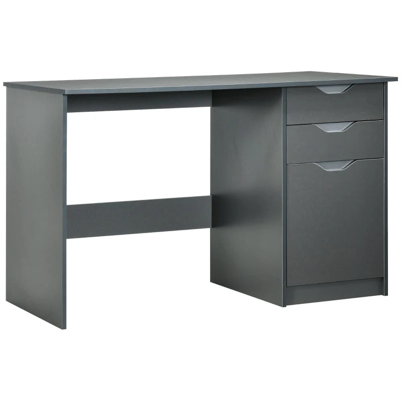 Office Desk – High Gloss Grey Computer Desk with Storage & Drawers, 120cm