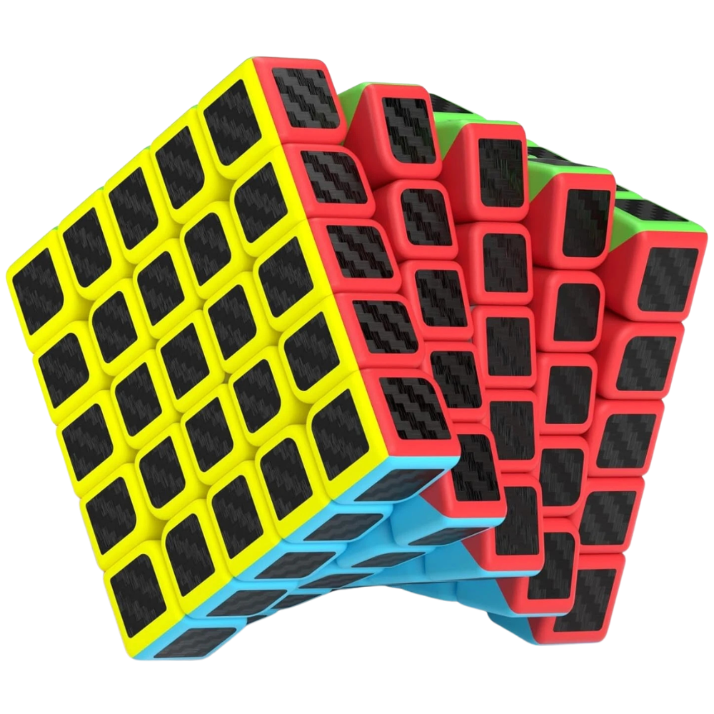 5x5 Speed Cube Puzzle Super-Durable Carbon Fiber Sticker Magic Cube with Vivid Colours